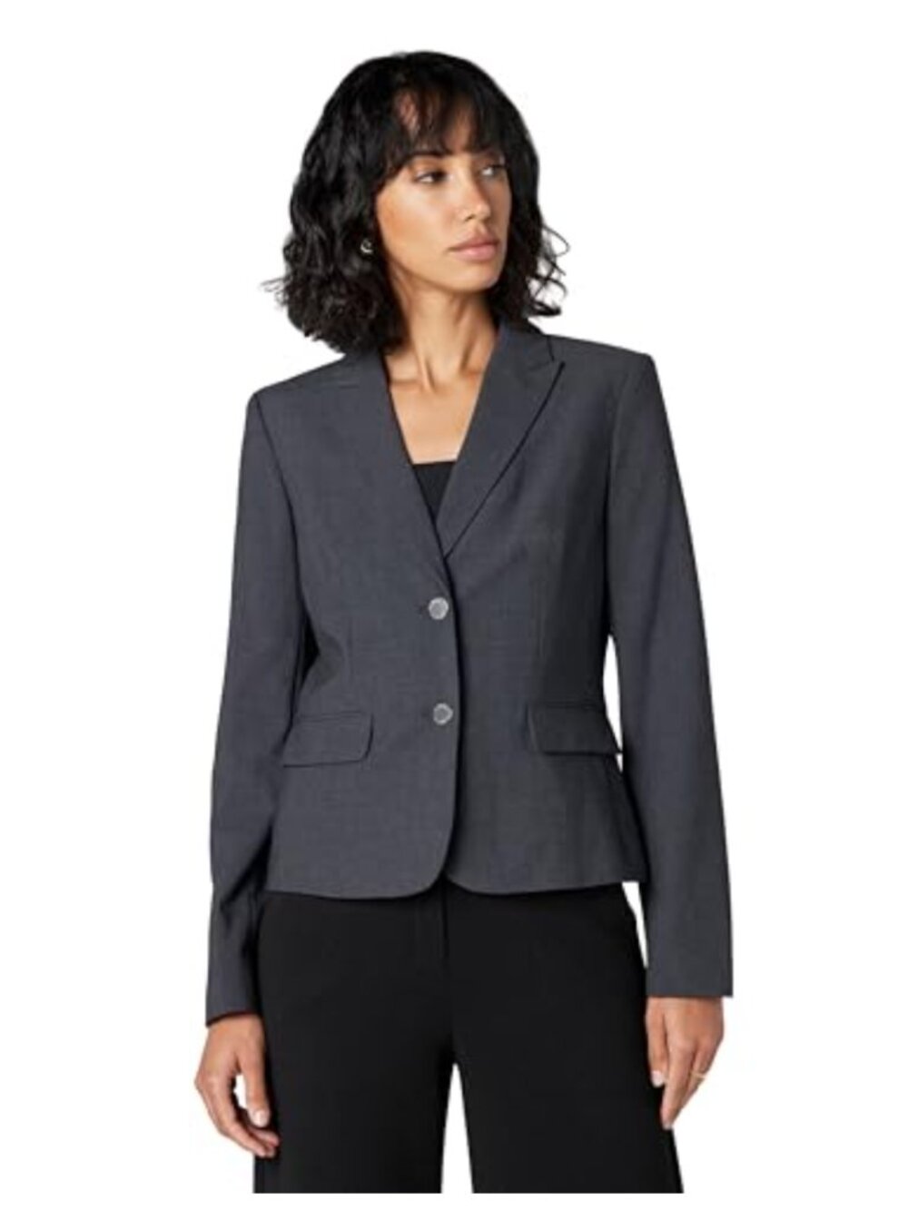 Two-Button Suit Jacket Notched Lapel Slim Fit Blazer for Work